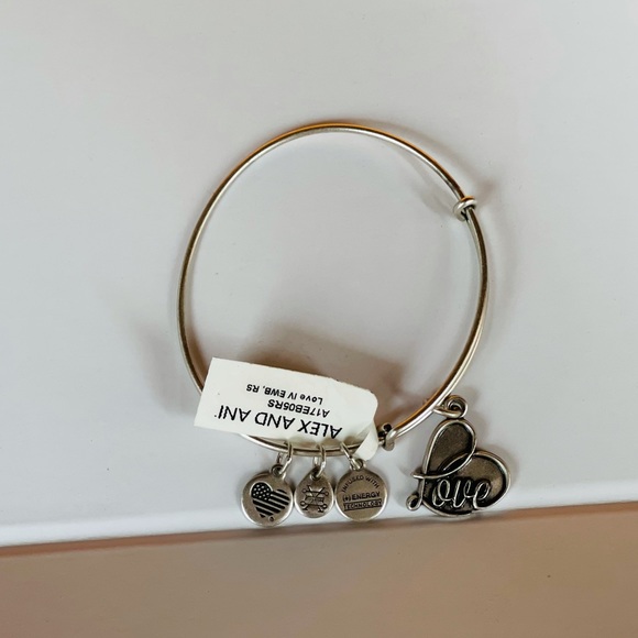 Alex and Ani Love Charm Bangle Rafaelian Silver Affection Joy Light Bracelet - Picture 3 of 8